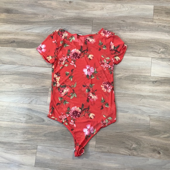 NWT sheer floral print bodysuit juniors size M - Picture 10 of 16